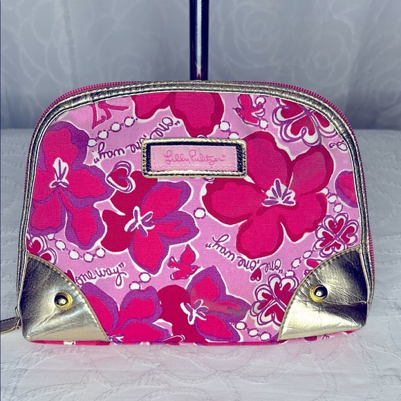 LILLY PULITZER SIGMA KAPPA rare pink floral make up bag. - Picture 1 of 9